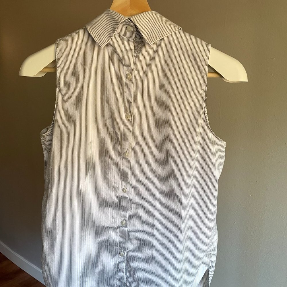 Ann Taylor White Pinstripe Sleeveless Top, XS